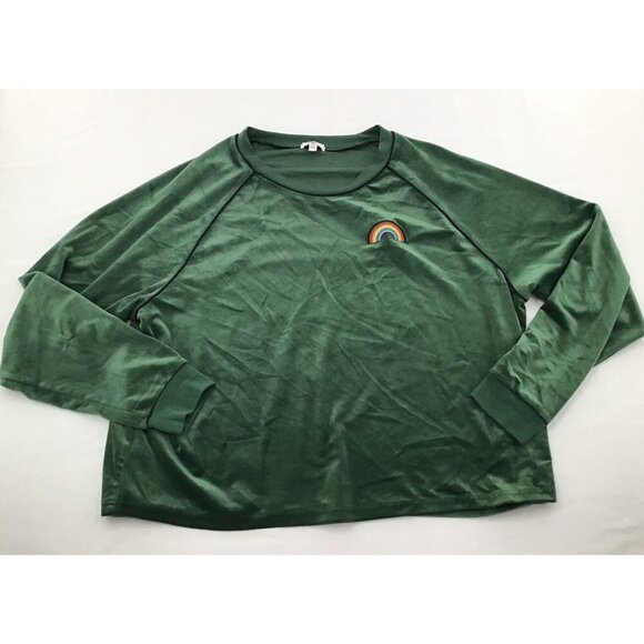 BP Sweatshirt Size 2X Be Proud Velour Green Rainbow LGBTQ+ - Picture 1 of 5